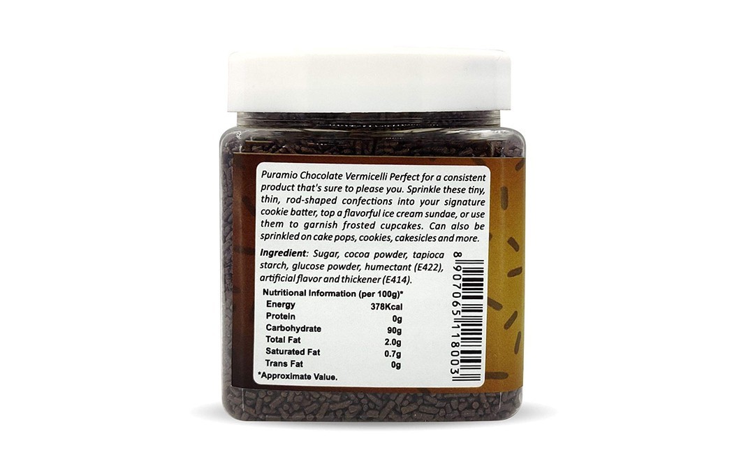 Puramio Chocolate Vermicelli    Plastic Jar  300 grams